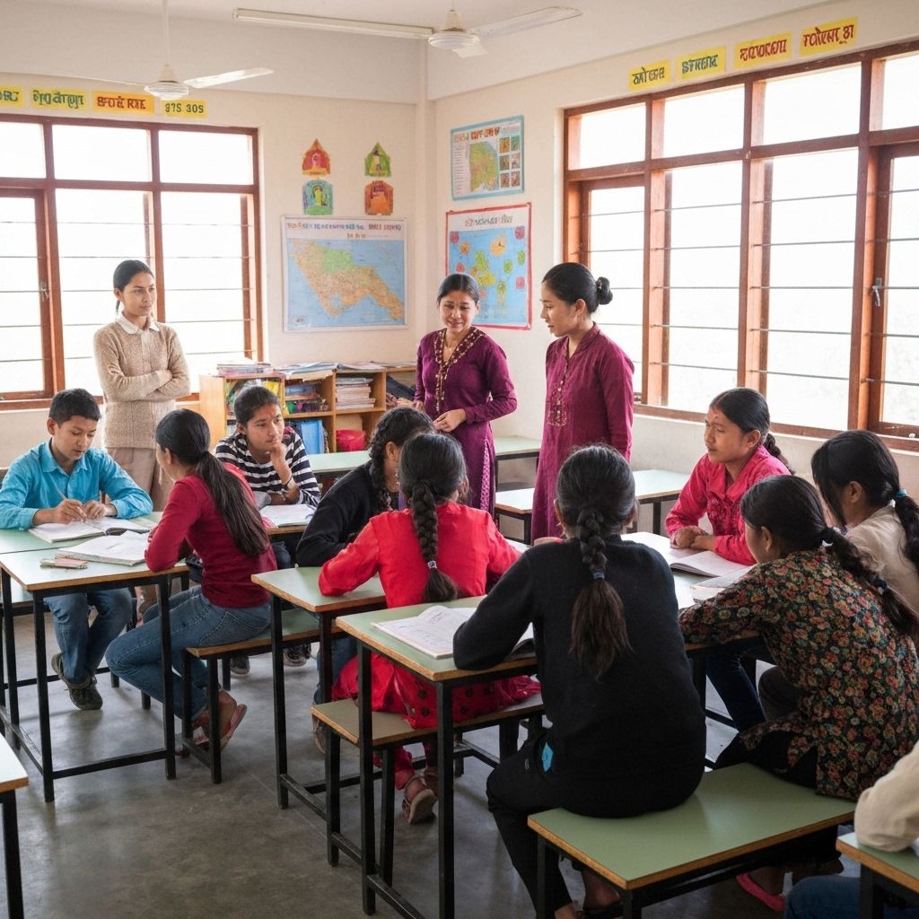 Students learning in Nepal